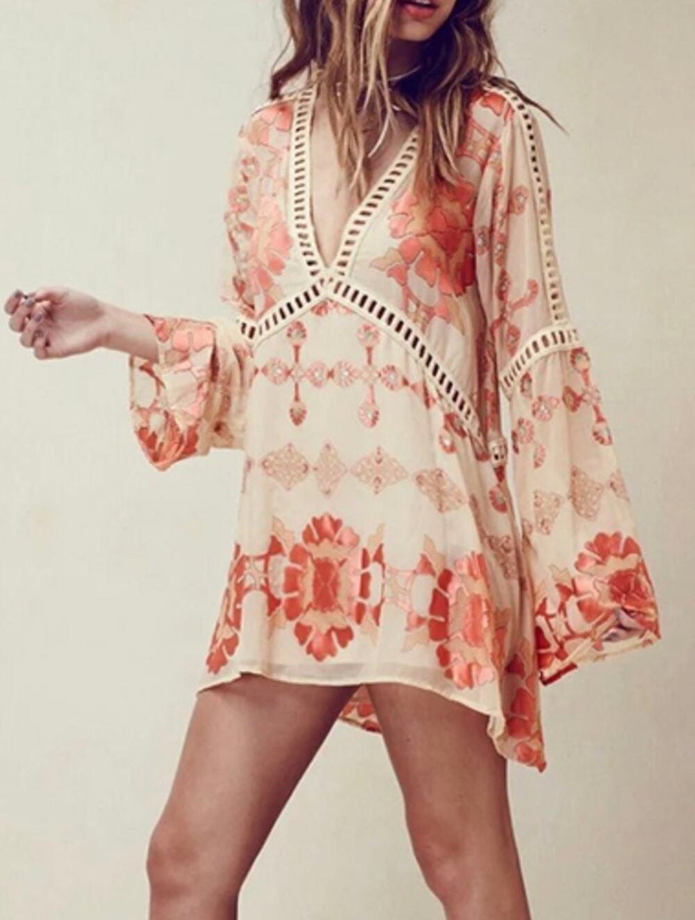STYLEWE Mini Tunic Dress - Orange Print Size Medium New With Tags